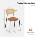 Set of 2 Rattan Dining Chair with Metal Legs