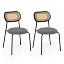 Set of 2 Rattan Dining Chair with Metal Legs