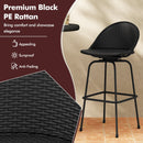 Set of 2 Rattan Swivel Barstools with Curved Back-Black