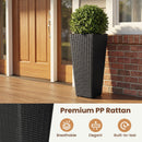 Set of 2 Rattan Tall Plant Pots with Detachable Plastic Liners-Black
