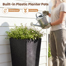 Set of 2 Rattan Tall Plant Pots with Detachable Plastic Liners-Black