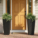 Set of 2 Rattan Tall Plant Pots with Detachable Plastic Liners-Black