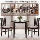 Rubber Wood Dining Chairs with Padded Fabric Seat, Set of 2