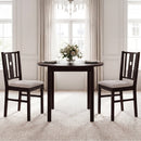 Rubber Wood Dining Chairs with Padded Fabric Seat, Set of 2