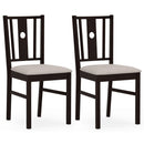 Rubber Wood Dining Chairs with Padded Fabric Seat, Set of 2