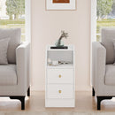 Set of 2 Side End Tables with Charging Station Sofa Couch Tables with Shelf Drawers