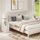 Set of 2 Side End Tables with Charging Station Sofa Couch Tables with Shelf Drawers