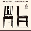 Solid Rubber Wood Dining Chairs Set of 2 with Slatted Back