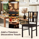 Solid Rubber Wood Dining Chairs Set of 2 with Slatted Back