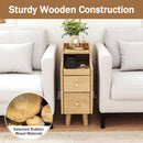 Set of 2 Solid Wood Night Side Table with Pull-out Tray and 2 Storage Drawers