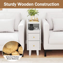 Set of 2 Solid Wood Night Side Table with Pull-out Tray and 2 Storage Drawers