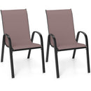 Set of 2 Stackable Patio Dining Chairs Set with Armrest