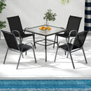 Set of 2 Stackable Patio Dining Chairs Set with Armrest