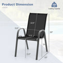 Set of 2 Stackable Patio Dining Chairs Set with Armrest