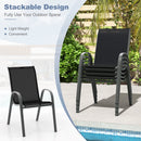 Set of 2 Stackable Patio Dining Chairs Set with Armrest