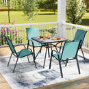 Set of 2 Stackable Patio Dining Chairs Set with Armrest