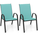 Set of 2 Stackable Patio Dining Chairs Set with Armrest