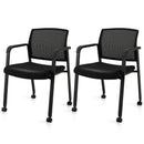 Set of 2 Stackable Rolling Office Chairs with Mesh Backrest