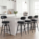 Set of 2 Swivel Barstools Faux Leather with Upholstered Seat and Back