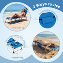 Set of 2 Tanning Chairs with Face Arm Holes Portable with 4-Level Backrest