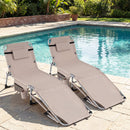 Set of 2 Tanning Chairs with Face Arm Holes Portable with 4-Level Backrest