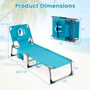 Set of 2 Tanning Chair Portable Chaise Lounge Chair with 4-Position Adjustable Backrest