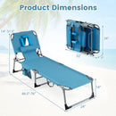 Set of 2 Tanning Chair Portable Chaise Lounge Chair with 4-Position Adjustable Backrest