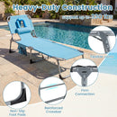 Set of 2 Tanning Chair Portable Chaise Lounge Chair with 4-Position Adjustable Backrest