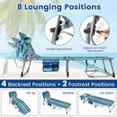 Set of 2 Tanning Chair Portable Chaise Lounge Chair with 4-Position Adjustable Backrest