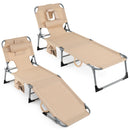Adjustable Tanning Chaise Lounge Set of 2 with Face Hole