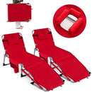 Set of 2 Tanning Chairs with Face Arm Holes Portable with 4-Level Backrest