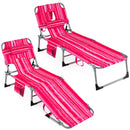Adjustable Tanning Chaise Lounge Set of 2 with Face Hole