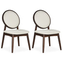 Set of 2 Upholstered Linen Fabric Kitchen Side Chairs with Padded Seat