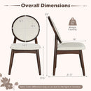 Set of 2 Upholstered Linen Fabric Kitchen Side Chairs with Padded Seat