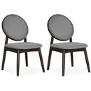 Set of 2 Upholstered Linen Fabric Kitchen Side Chairs with Padded Seat