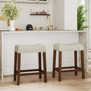 Set of 2 Upholstered Counter Height Bar Stool with Curved Saddle-Seat