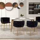 Set of 2 Upholstered Dining Chair w/ Curved Backrest and Metal Tubes