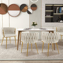 Set of 2 Upholstered Dining Chair w/ Curved Backrest and Metal Tubes