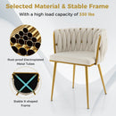 Set of 2 Upholstered Dining Chair w/ Curved Backrest and Metal Tubes