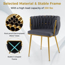 Set of 2 Upholstered Dining Chair w/ Curved Backrest and Metal Tubes