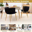 Set of 2 Upholstered Dining Chair w/ Curved Backrest and Metal Tubes