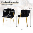 Set of 2 Upholstered Dining Chair w/ Curved Backrest and Metal Tubes