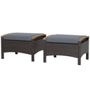 Wicker Patio Ottoman Set of 2 with Cushion