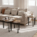 Nesting Coffee Tables Set of 3 with Metal Frame - Rustic Brown