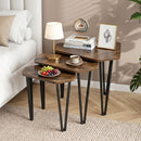 Nesting Coffee Tables Set of 3 with Metal Frame - Rustic Brown