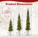 Set of 3 Pre-Lit Artificial Christmas Trees with 230 Warm White LED Lights