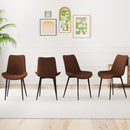 Set of 4 Dining Chair Upholstered with Metal Legs and Padded Backs