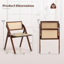 Foldable Dining Chairs Set of 4 with Woven Rattan Backrest