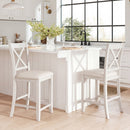 Counter Height Bar Stools Set of 4 with Footrest - White