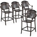 Set of 4 Outdoor Bar Stool 25.5 Inch Counter Height Cast Aluminum Bar Chairs-Copper